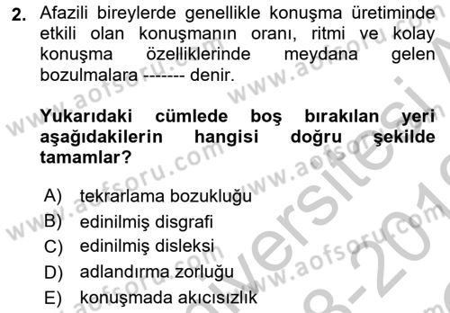 İletişim ve Alternatif İletişim Sistemleri Dersi 2018 - 2019 Yılı Yaz Okulu Sınav Soruları 2. Soru