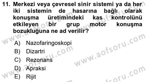 İletişim ve Alternatif İletişim Sistemleri Dersi 2020 - 2021 Yılı Yaz Okulu Sınav Soruları 11. Soru