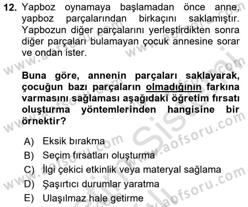 İletişim ve Alternatif İletişim Sistemleri Dersi 2020 - 2021 Yılı Yaz Okulu Sınav Soruları 12. Soru