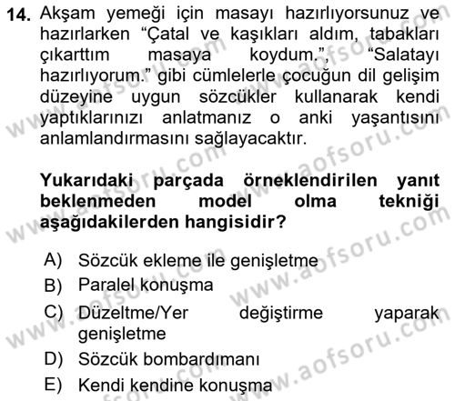 İletişim ve Alternatif İletişim Sistemleri Dersi 2020 - 2021 Yılı Yaz Okulu Sınav Soruları 14. Soru
