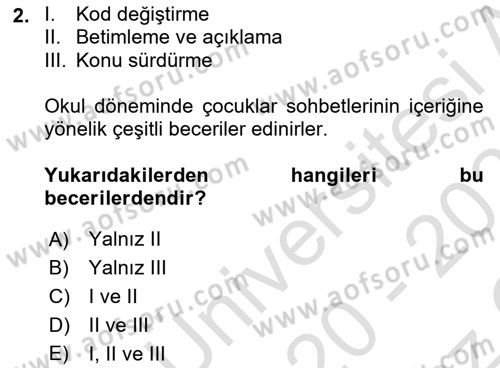 İletişim ve Alternatif İletişim Sistemleri Dersi 2020 - 2021 Yılı Yaz Okulu Sınav Soruları 2. Soru