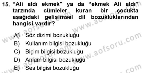 İletişim ve Alternatif İletişim Sistemleri Dersi 2021 - 2022 Yılı (Vize) Ara Sınav Soruları 15. Soru