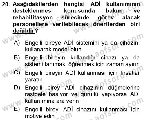 İletişim ve Alternatif İletişim Sistemleri Dersi 2021 - 2022 Yılı (Final) Dönem Sonu Sınav Soruları 20. Soru