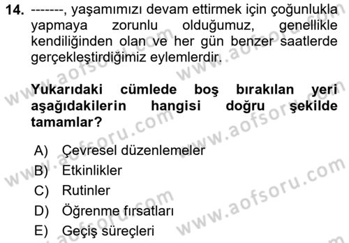 İletişim ve Alternatif İletişim Sistemleri Dersi 2021 - 2022 Yılı Yaz Okulu Sınav Soruları 14. Soru