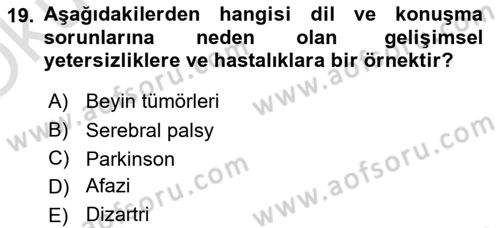 İletişim ve Alternatif İletişim Sistemleri Dersi 2021 - 2022 Yılı Yaz Okulu Sınav Soruları 19. Soru