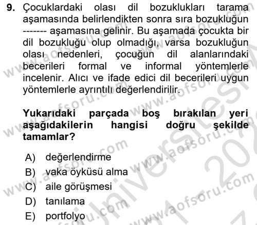 İletişim ve Alternatif İletişim Sistemleri Dersi 2021 - 2022 Yılı Yaz Okulu Sınav Soruları 9. Soru