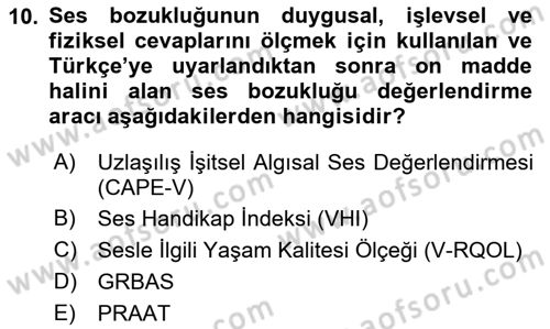 İletişim ve Alternatif İletişim Sistemleri Dersi 2022 - 2023 Yılı Yaz Okulu Sınav Soruları 10. Soru