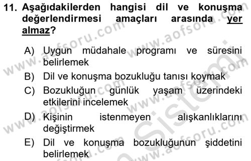 İletişim ve Alternatif İletişim Sistemleri Dersi 2022 - 2023 Yılı Yaz Okulu Sınav Soruları 11. Soru