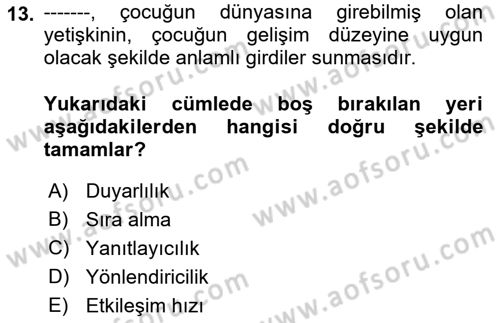 İletişim ve Alternatif İletişim Sistemleri Dersi 2022 - 2023 Yılı Yaz Okulu Sınav Soruları 13. Soru