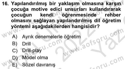 İletişim ve Alternatif İletişim Sistemleri Dersi 2022 - 2023 Yılı Yaz Okulu Sınav Soruları 16. Soru