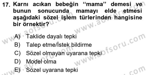 İletişim ve Alternatif İletişim Sistemleri Dersi 2022 - 2023 Yılı Yaz Okulu Sınav Soruları 17. Soru