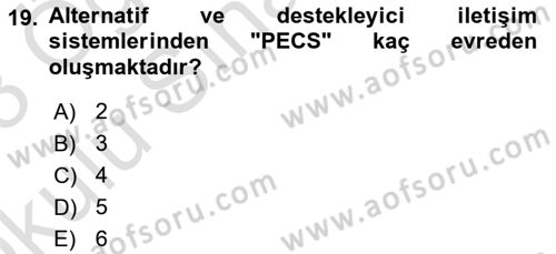 İletişim ve Alternatif İletişim Sistemleri Dersi 2022 - 2023 Yılı Yaz Okulu Sınav Soruları 19. Soru
