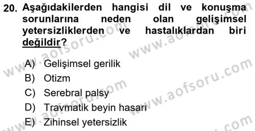 İletişim ve Alternatif İletişim Sistemleri Dersi 2022 - 2023 Yılı Yaz Okulu Sınav Soruları 20. Soru