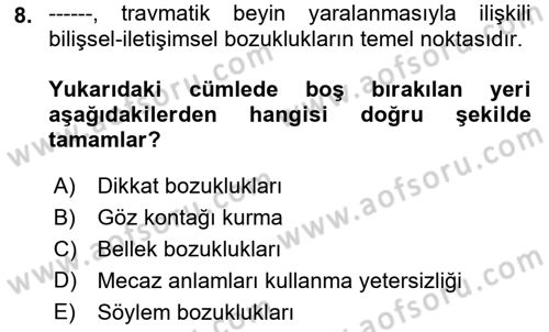 İletişim ve Alternatif İletişim Sistemleri Dersi 2022 - 2023 Yılı Yaz Okulu Sınav Soruları 8. Soru