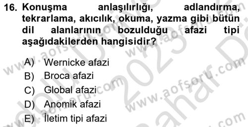İletişim ve Alternatif İletişim Sistemleri Dersi 2023 - 2024 Yılı (Vize) Ara Sınav Soruları 16. Soru