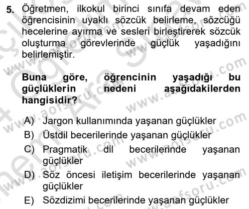 İletişim ve Alternatif İletişim Sistemleri Dersi 2023 - 2024 Yılı (Vize) Ara Sınav Soruları 5. Soru