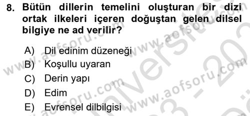 İletişim ve Alternatif İletişim Sistemleri Dersi 2023 - 2024 Yılı (Vize) Ara Sınav Soruları 8. Soru
