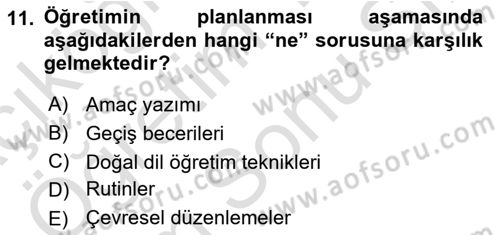 İletişim ve Alternatif İletişim Sistemleri Dersi 2023 - 2024 Yılı (Final) Dönem Sonu Sınav Soruları 11. Soru