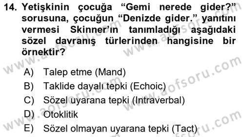 İletişim ve Alternatif İletişim Sistemleri Dersi 2023 - 2024 Yılı (Final) Dönem Sonu Sınav Soruları 14. Soru