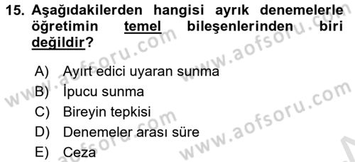 İletişim ve Alternatif İletişim Sistemleri Dersi 2023 - 2024 Yılı (Final) Dönem Sonu Sınav Soruları 15. Soru