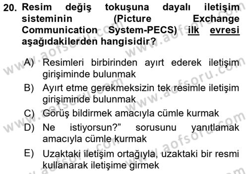 İletişim ve Alternatif İletişim Sistemleri Dersi 2023 - 2024 Yılı (Final) Dönem Sonu Sınav Soruları 20. Soru