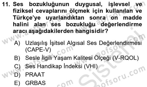 İletişim ve Alternatif İletişim Sistemleri Dersi 2023 - 2024 Yılı Yaz Okulu Sınav Soruları 11. Soru