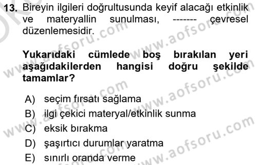 İletişim ve Alternatif İletişim Sistemleri Dersi 2023 - 2024 Yılı Yaz Okulu Sınav Soruları 13. Soru