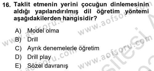 İletişim ve Alternatif İletişim Sistemleri Dersi 2023 - 2024 Yılı Yaz Okulu Sınav Soruları 16. Soru