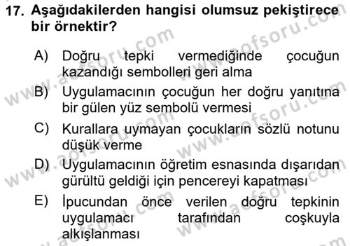 İletişim ve Alternatif İletişim Sistemleri Dersi 2023 - 2024 Yılı Yaz Okulu Sınav Soruları 17. Soru