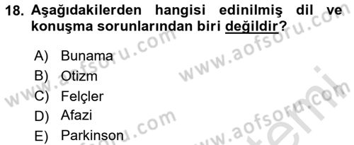 İletişim ve Alternatif İletişim Sistemleri Dersi 2023 - 2024 Yılı Yaz Okulu Sınav Soruları 18. Soru