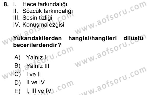İletişim ve Alternatif İletişim Sistemleri Dersi 2023 - 2024 Yılı Yaz Okulu Sınav Soruları 8. Soru
