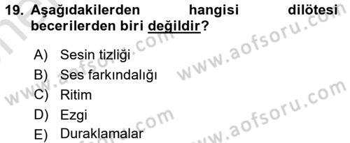 İletişim ve Alternatif İletişim Sistemleri Dersi 2024 - 2025 Yılı (Vize) Ara Sınav Soruları 19. Soru