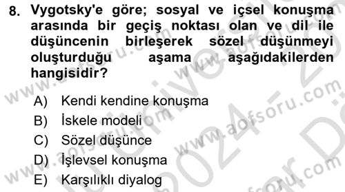İletişim ve Alternatif İletişim Sistemleri Dersi 2024 - 2025 Yılı (Vize) Ara Sınav Soruları 8. Soru