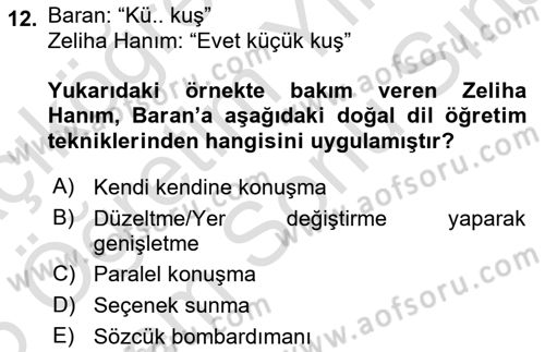İletişim ve Alternatif İletişim Sistemleri Dersi 2024 - 2025 Yılı (Final) Dönem Sonu Sınav Soruları 12. Soru