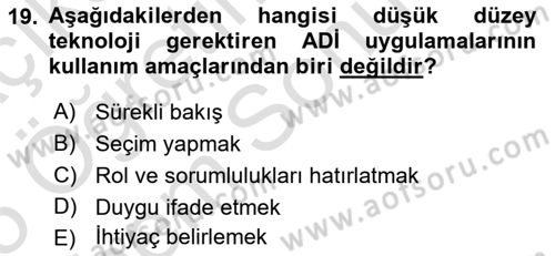 İletişim ve Alternatif İletişim Sistemleri Dersi 2024 - 2025 Yılı (Final) Dönem Sonu Sınav Soruları 19. Soru
