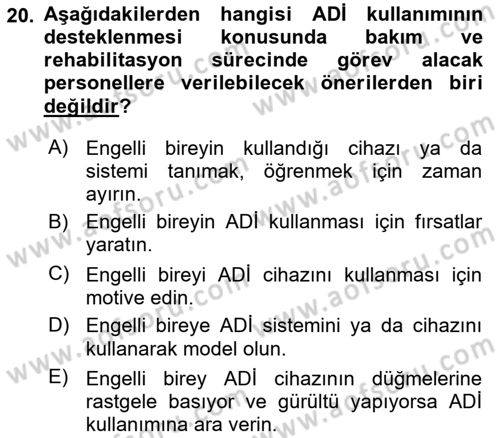 İletişim ve Alternatif İletişim Sistemleri Dersi 2024 - 2025 Yılı (Final) Dönem Sonu Sınav Soruları 20. Soru
