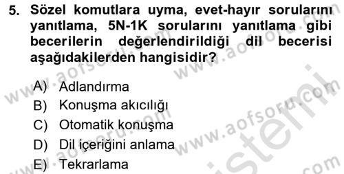 İletişim ve Alternatif İletişim Sistemleri Dersi 2024 - 2025 Yılı (Final) Dönem Sonu Sınav Soruları 5. Soru