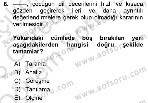 İletişim ve Alternatif İletişim Sistemleri Dersi 2024 - 2025 Yılı (Final) Dönem Sonu Sınav Soruları 6. Soru