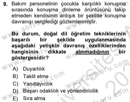 İletişim ve Alternatif İletişim Sistemleri Dersi Dönem Sonu Sınavı Deneme Sınav Soruları 9. Soru