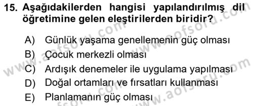 İletişim ve Alternatif İletişim Sistemleri Dersi 2024 - 2025 Yılı Yaz Okulu Sınav Soruları 15. Soru
