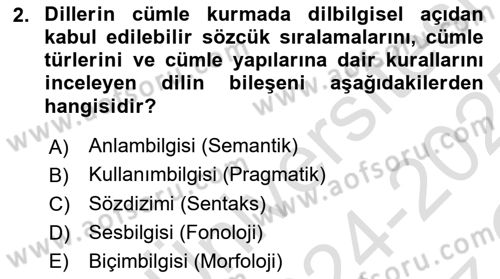 İletişim ve Alternatif İletişim Sistemleri Dersi 2024 - 2025 Yılı Yaz Okulu Sınav Soruları 2. Soru