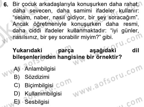 İletişim ve Alternatif İletişim Sistemleri Dersi 2024 - 2025 Yılı Yaz Okulu Sınav Soruları 6. Soru