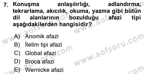 İletişim ve Alternatif İletişim Sistemleri Dersi 2024 - 2025 Yılı Yaz Okulu Sınav Soruları 7. Soru