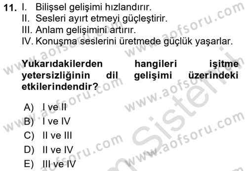 İletişim ve Alternatif İletişim Sistemleri Dersi 2025 - 2026 Yılı (Vize) Ara Sınav Soruları 11. Soru