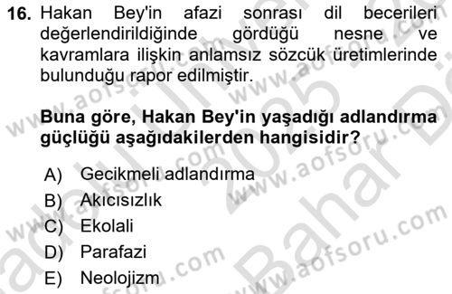 İletişim ve Alternatif İletişim Sistemleri Dersi 2025 - 2026 Yılı (Vize) Ara Sınav Soruları 16. Soru