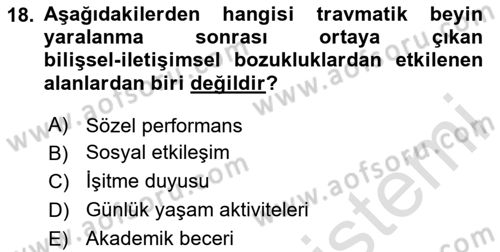 İletişim ve Alternatif İletişim Sistemleri Dersi 2025 - 2026 Yılı (Vize) Ara Sınav Soruları 18. Soru