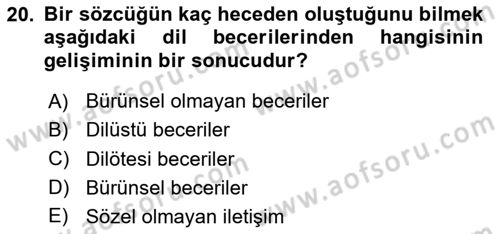 İletişim ve Alternatif İletişim Sistemleri Dersi 2025 - 2026 Yılı (Vize) Ara Sınav Soruları 20. Soru