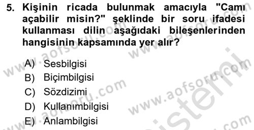 İletişim ve Alternatif İletişim Sistemleri Dersi 2025 - 2026 Yılı (Vize) Ara Sınav Soruları 5. Soru