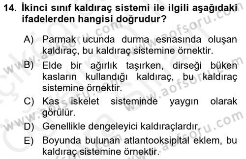 Temel Bakım ve Rehabilitasyon 1 Dersi 2017 - 2018 Yılı (Vize) Ara Sınav Soruları 14. Soru