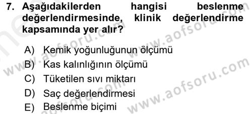 Temel Bakım ve Rehabilitasyon 1 Dersi 2017 - 2018 Yılı (Vize) Ara Sınav Soruları 7. Soru